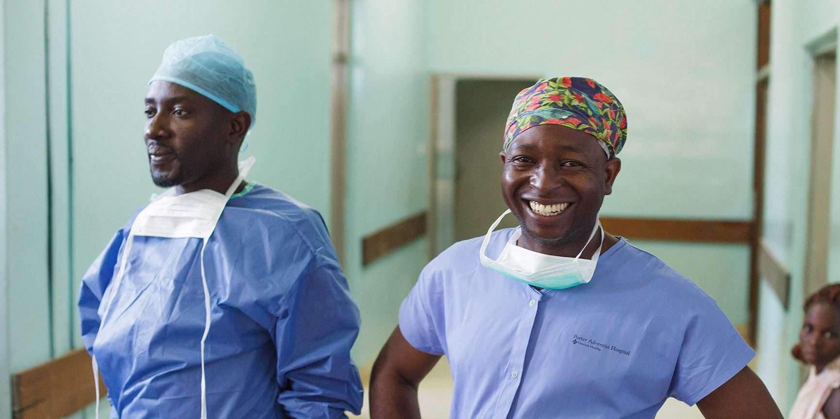 Kenyan surgeons before entering the OR