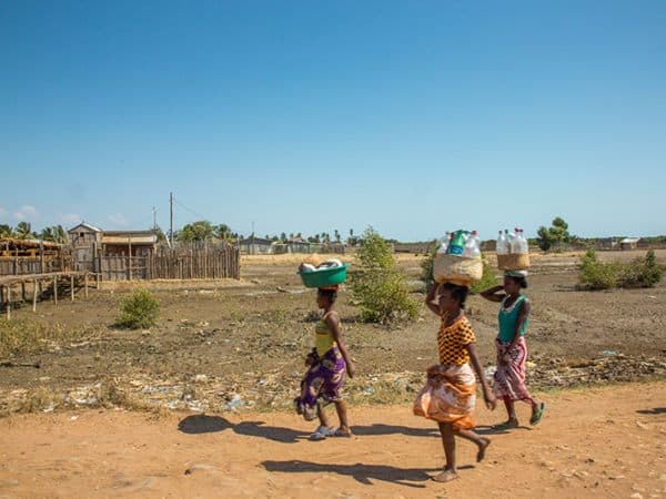 Women walking on a road in Madagascar