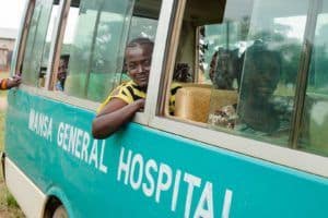 Fistula patients on a bus to receive care