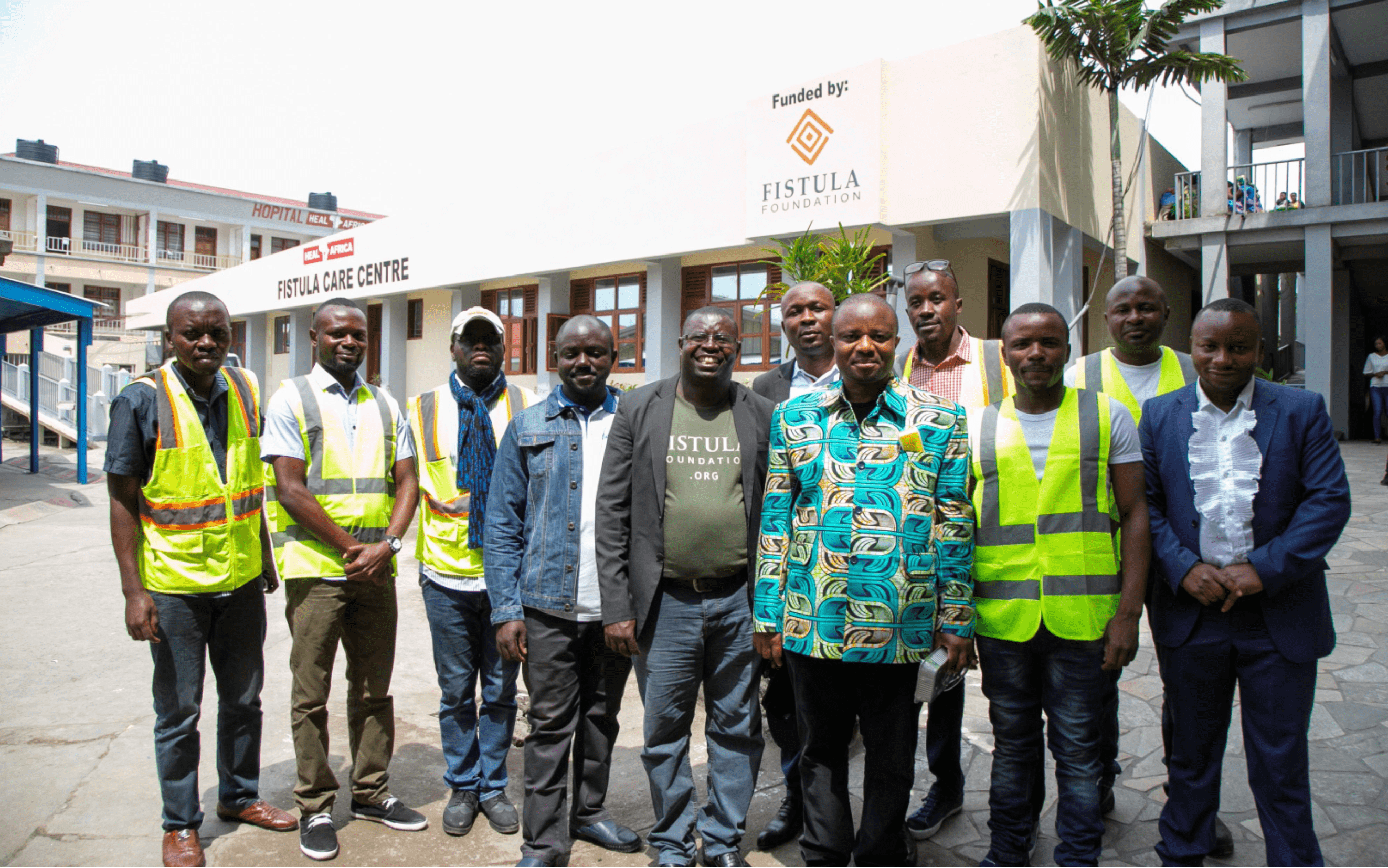 Construstion crew in front of newly built fistula ward